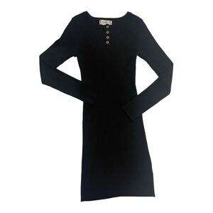008 Pink Rose Long Sleeve Ribbed Sweater Dress